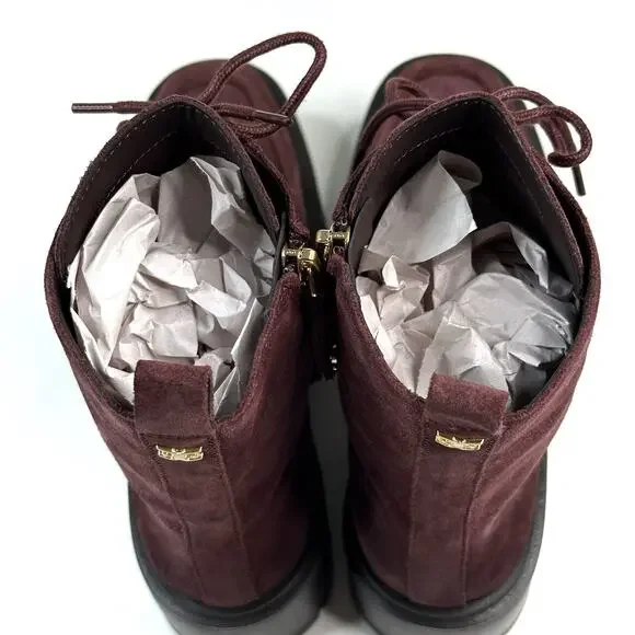 Sam Edelman Lovrin Platform Combat Boots Spiced Pecan Suede Women's 7M Zip New - Picture 8 of 11